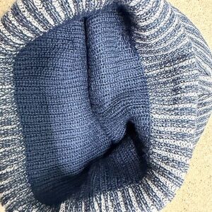 Blue and White Knit Beanie